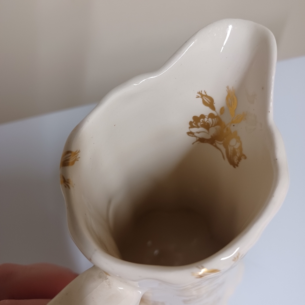 Vintage Porcelain Pitcher Gold Rare Victorian Floral Design Antique Cottagecore - Picture 5 of 9
